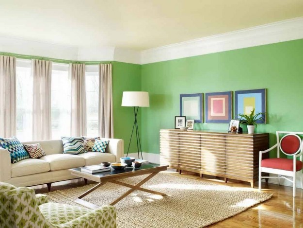 Dipingere le pareti del soggiorno verde